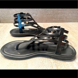 JIMMY CHOO Rubber T- Strap Sandals